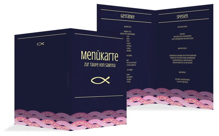 Taufe Menükarte Ichthys