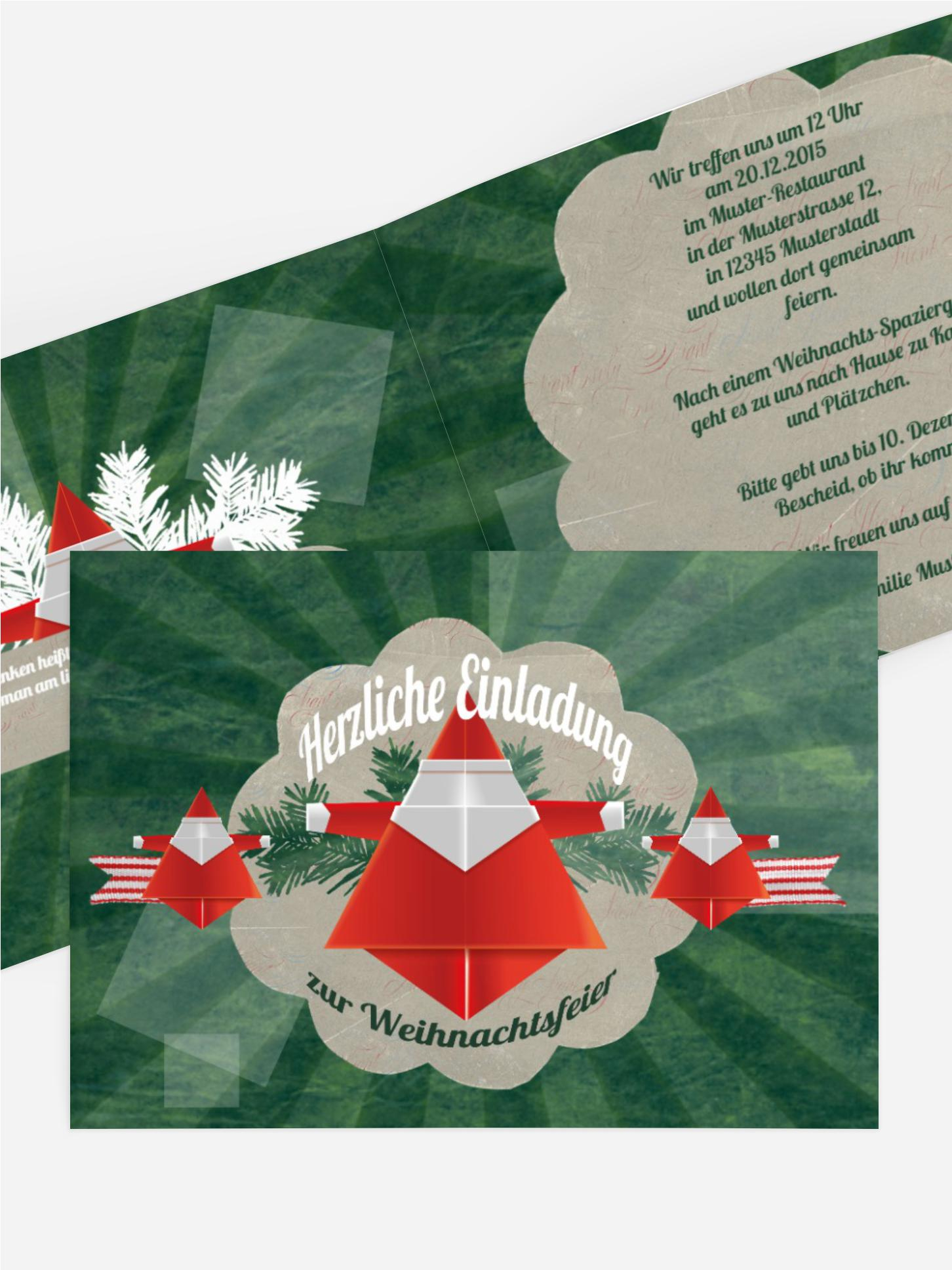 Weihnachtseinladung Origami