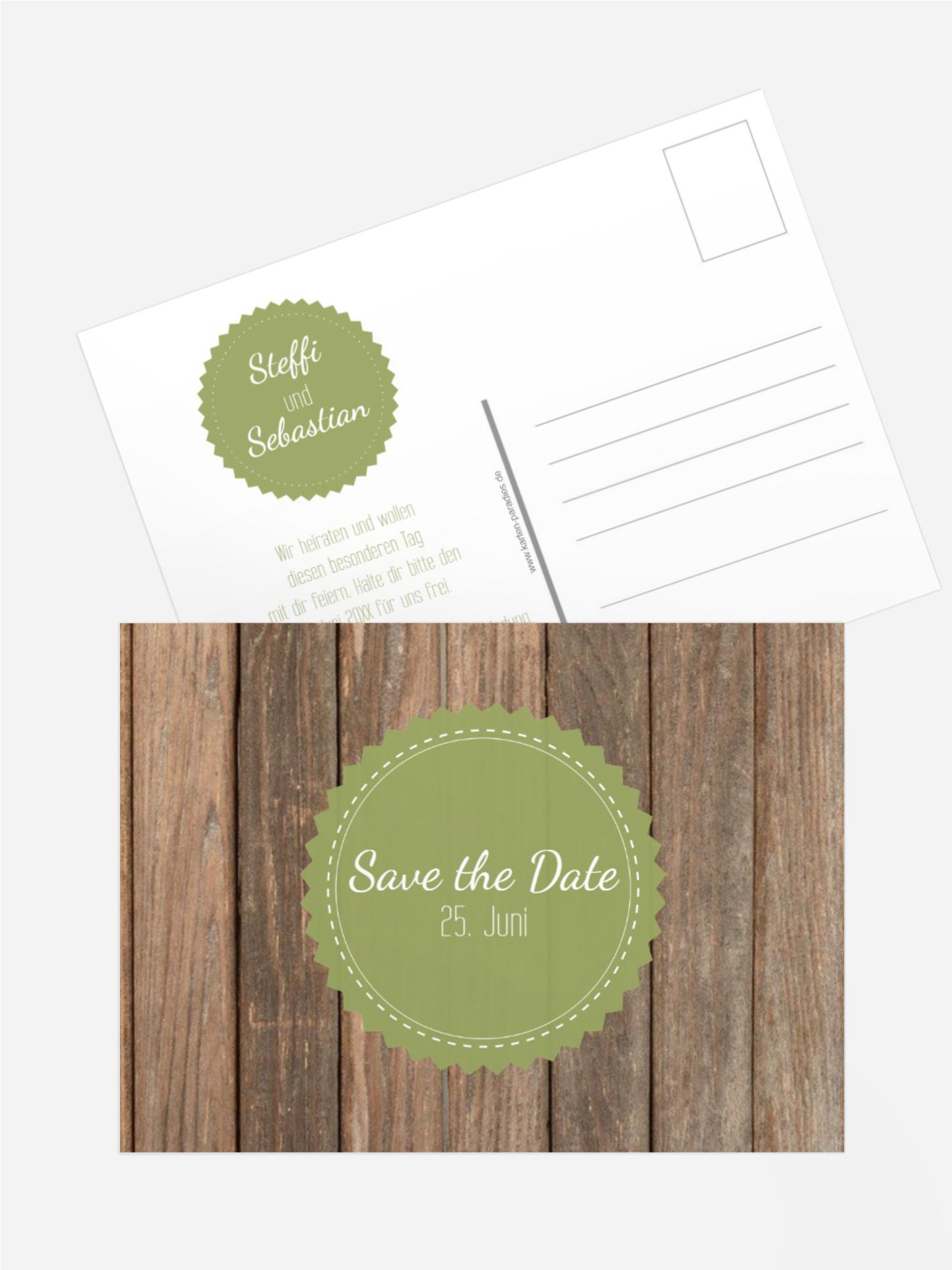 Save the Date Karte Vintage Holz