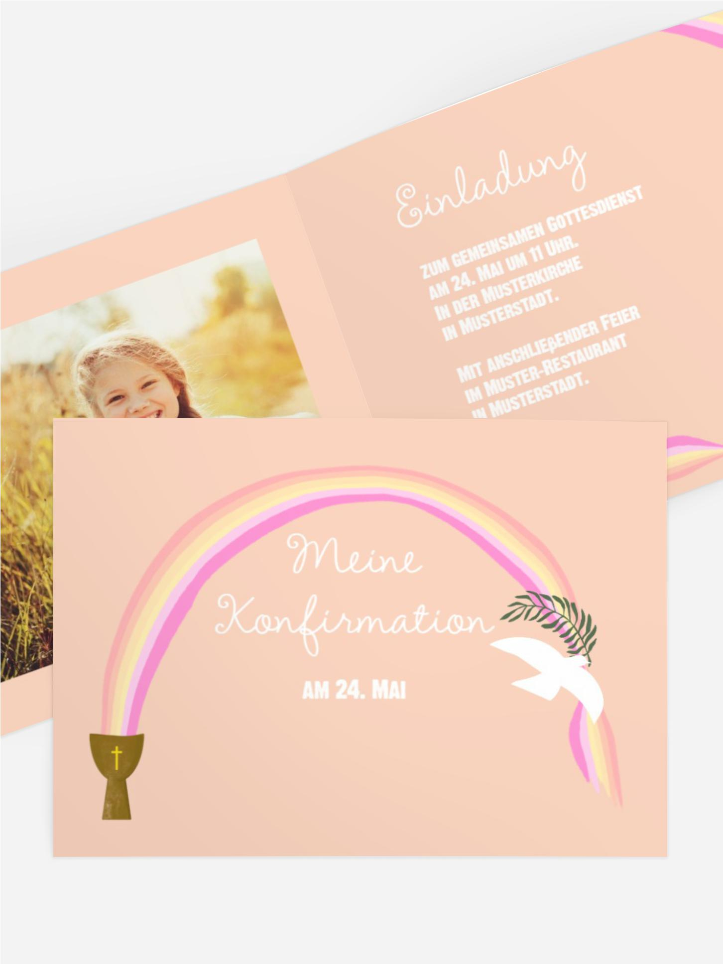 Einladungskarte Konfirmation Regenbogen Einladungskarte Konfirmation Regenbogen