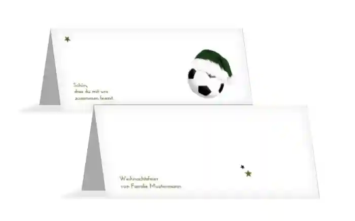 Weihnachts Tischkarte Fußballmütze
