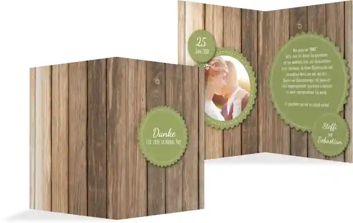 Hochzeit Dankeskarte Vintage Holz