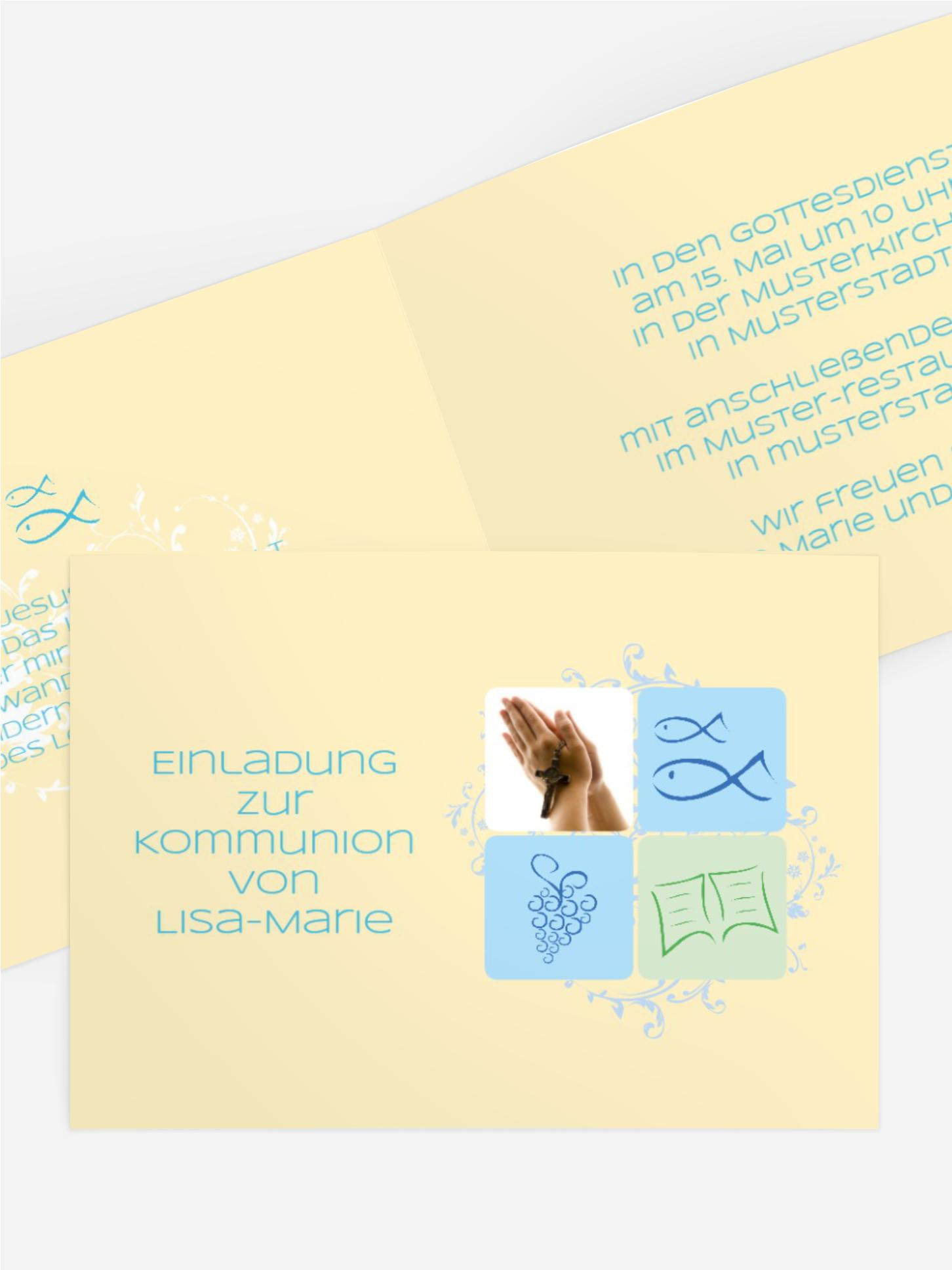 Einladungskarte Kommunion Fisch