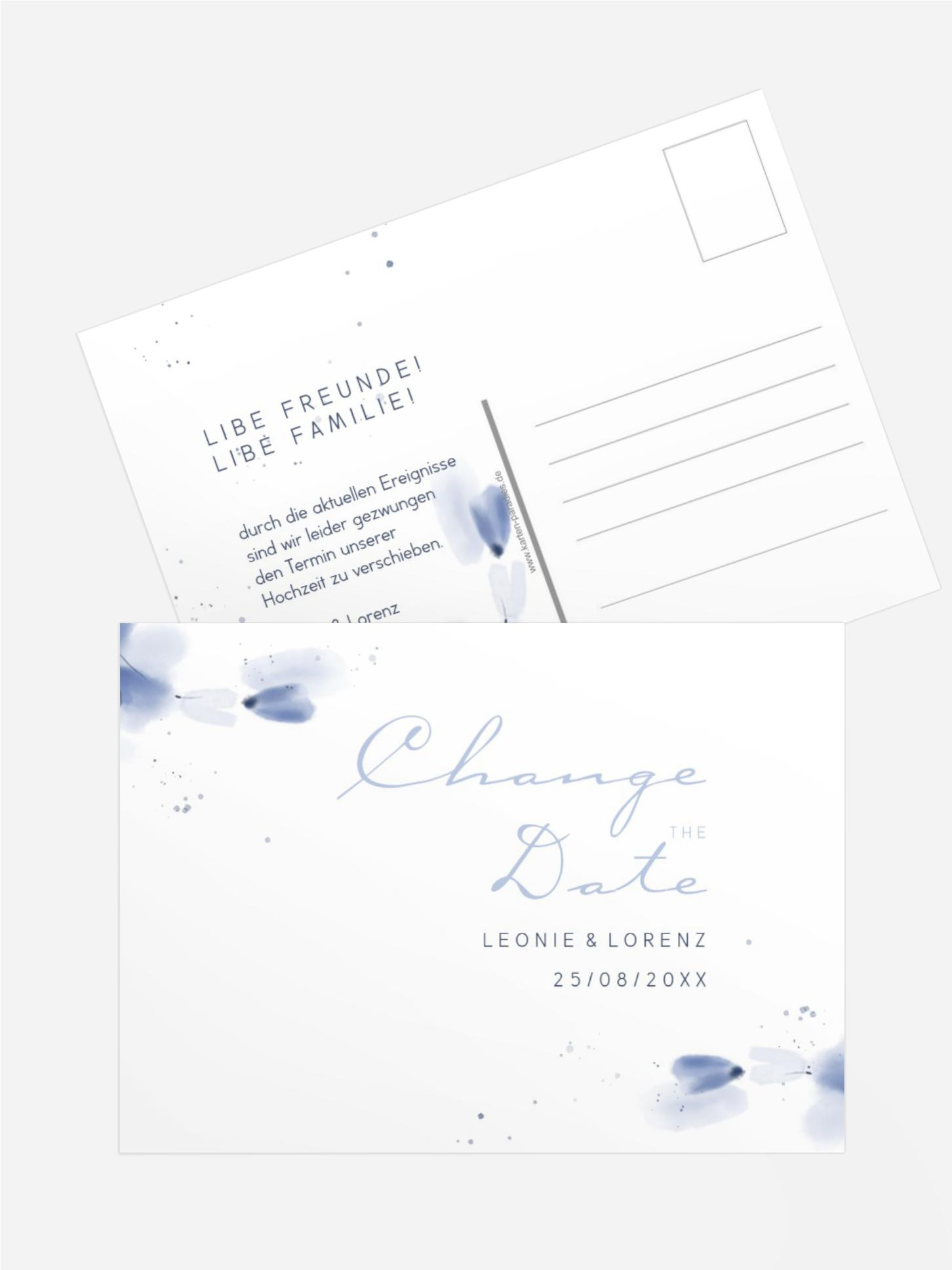 Change The Date Karte Aquarell Blätter