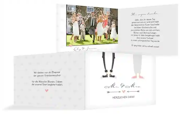 Danksagungskarte zur Hochzeit Pärchen Danksagungskarte zur Hochzeit Pärchen