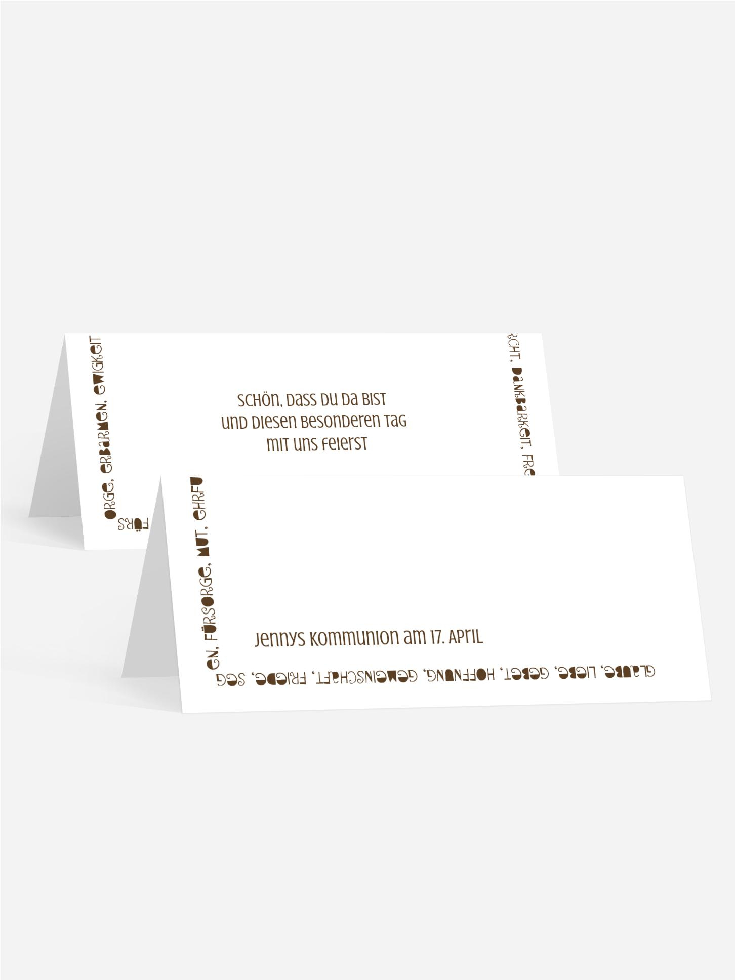 Tischkarte Kommunion Spruchkreis