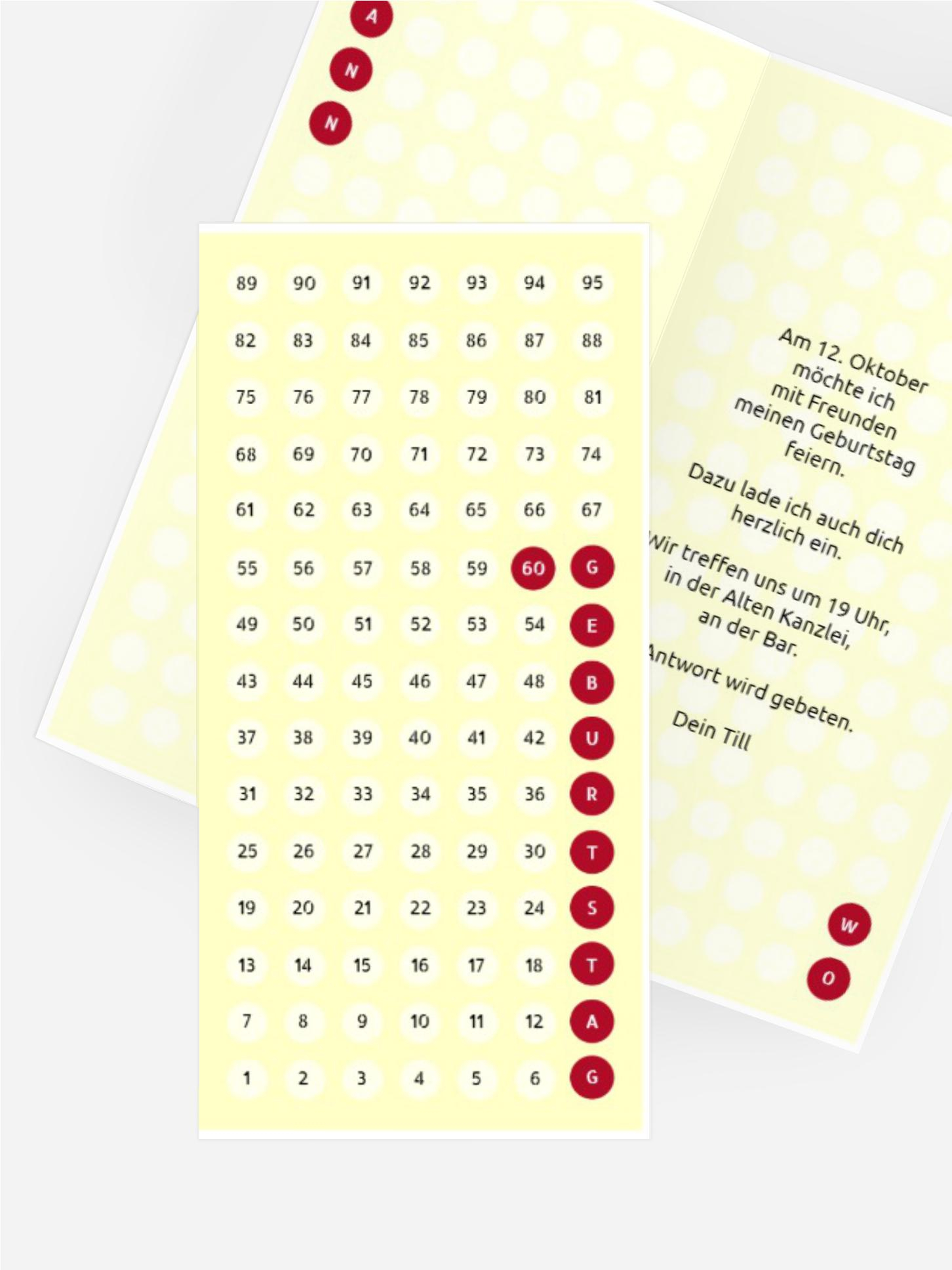 Geburtstagskarte Zahlenspiel 60