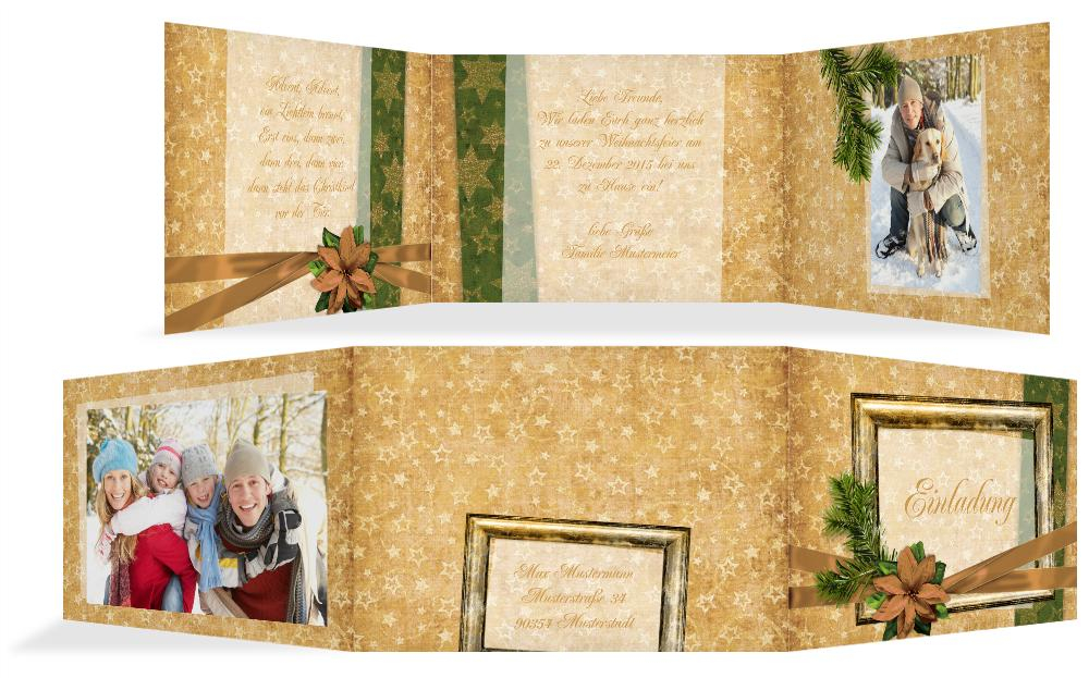 Foto Weihnachtseinladung Goldenes Geschenk Foto Weihnachtseinladung Goldenes Geschenk