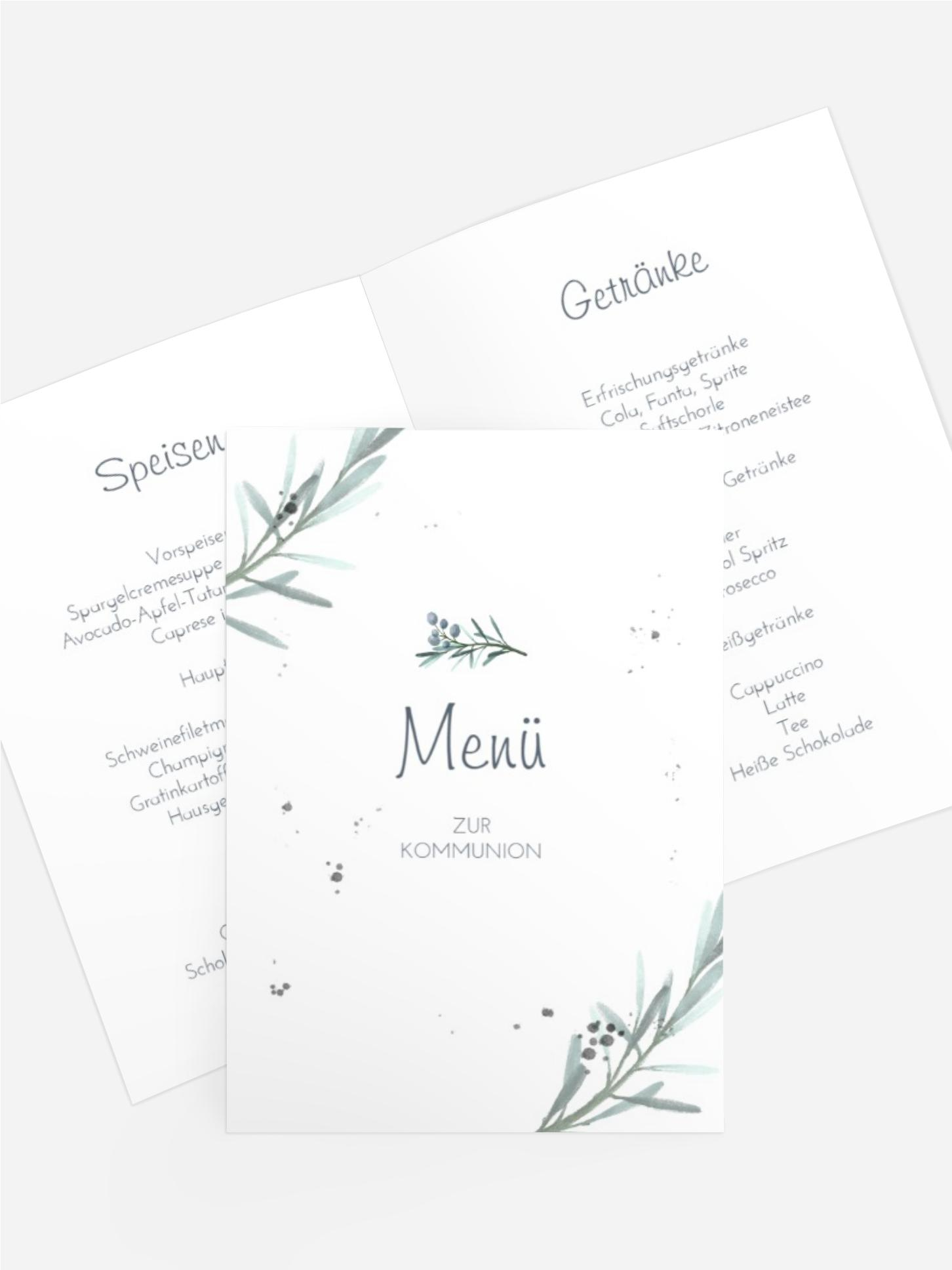 Menükarte Kommunion Rosmarinzweig