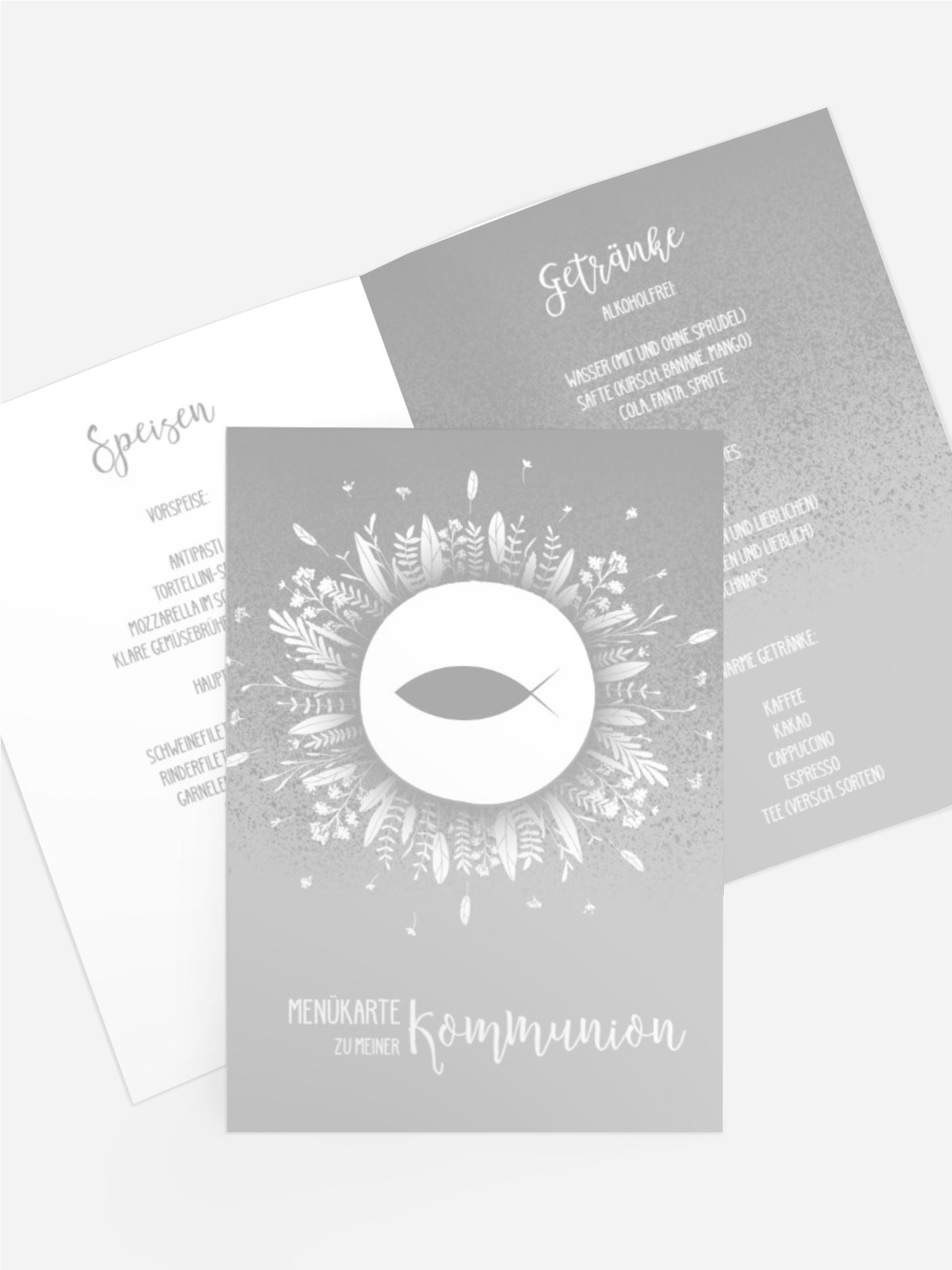 Menükarte Kommunion Blumenfisch
