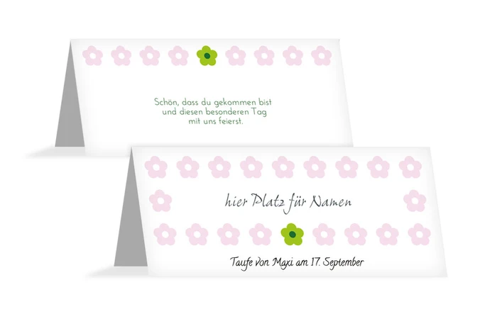 Taufe Tischkarte Blumentapete