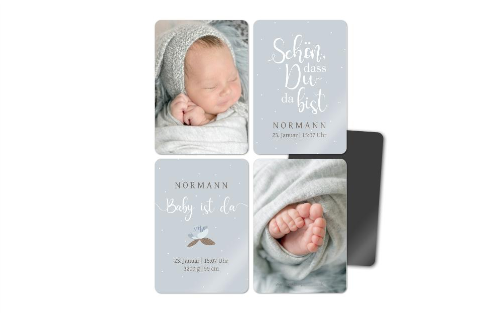 Fotomagnete zur Geburt Still und Schlicht