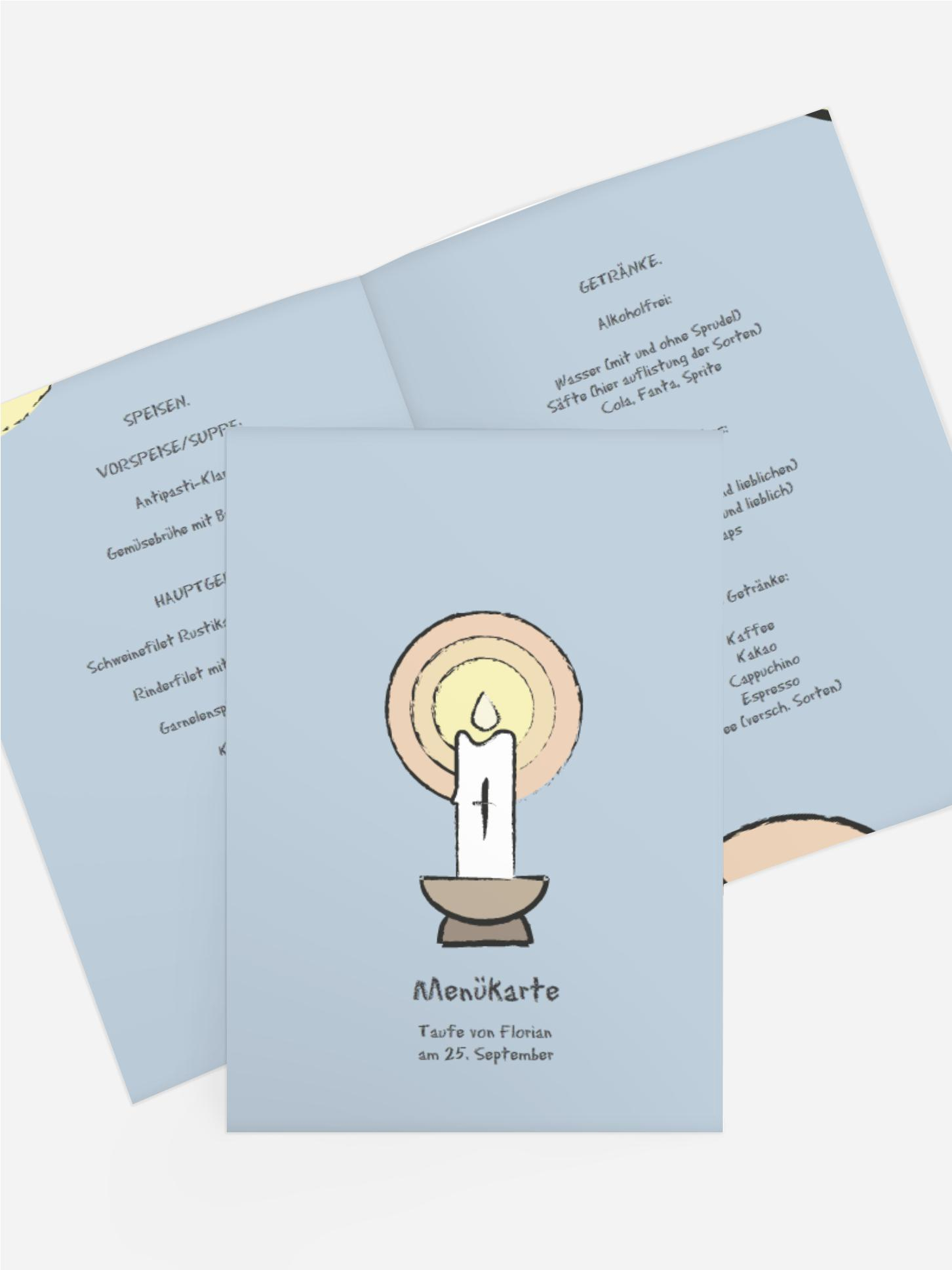 Menükarte Taufe Kerzenschein