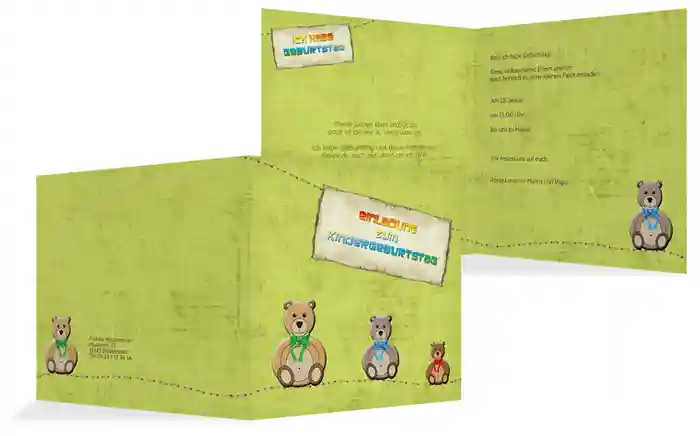 Einladungskarte Geburtstag Bärchen