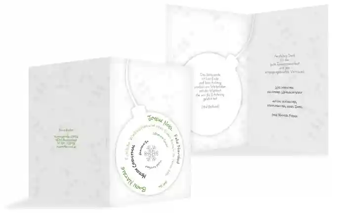 Weihnachtsgrußkarte Geschäft Schriftkugel