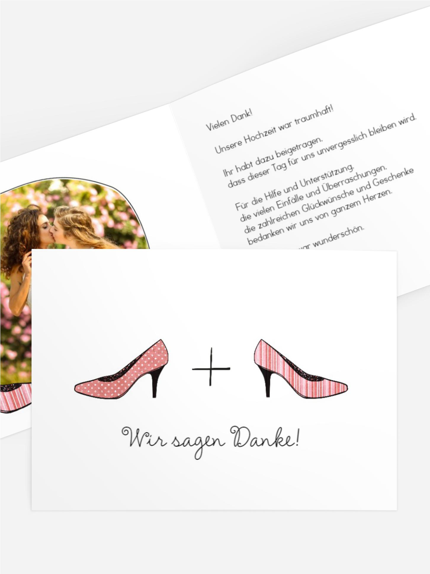 Hochzeit Danksagung High Heels