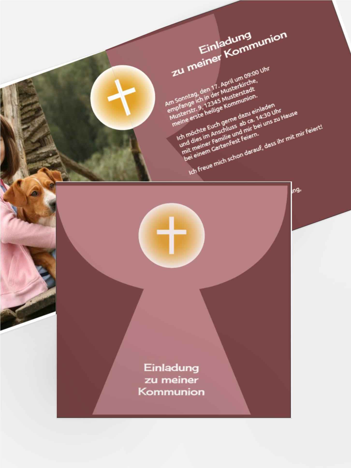 Kommunion Einladung Kelch mit Hostie