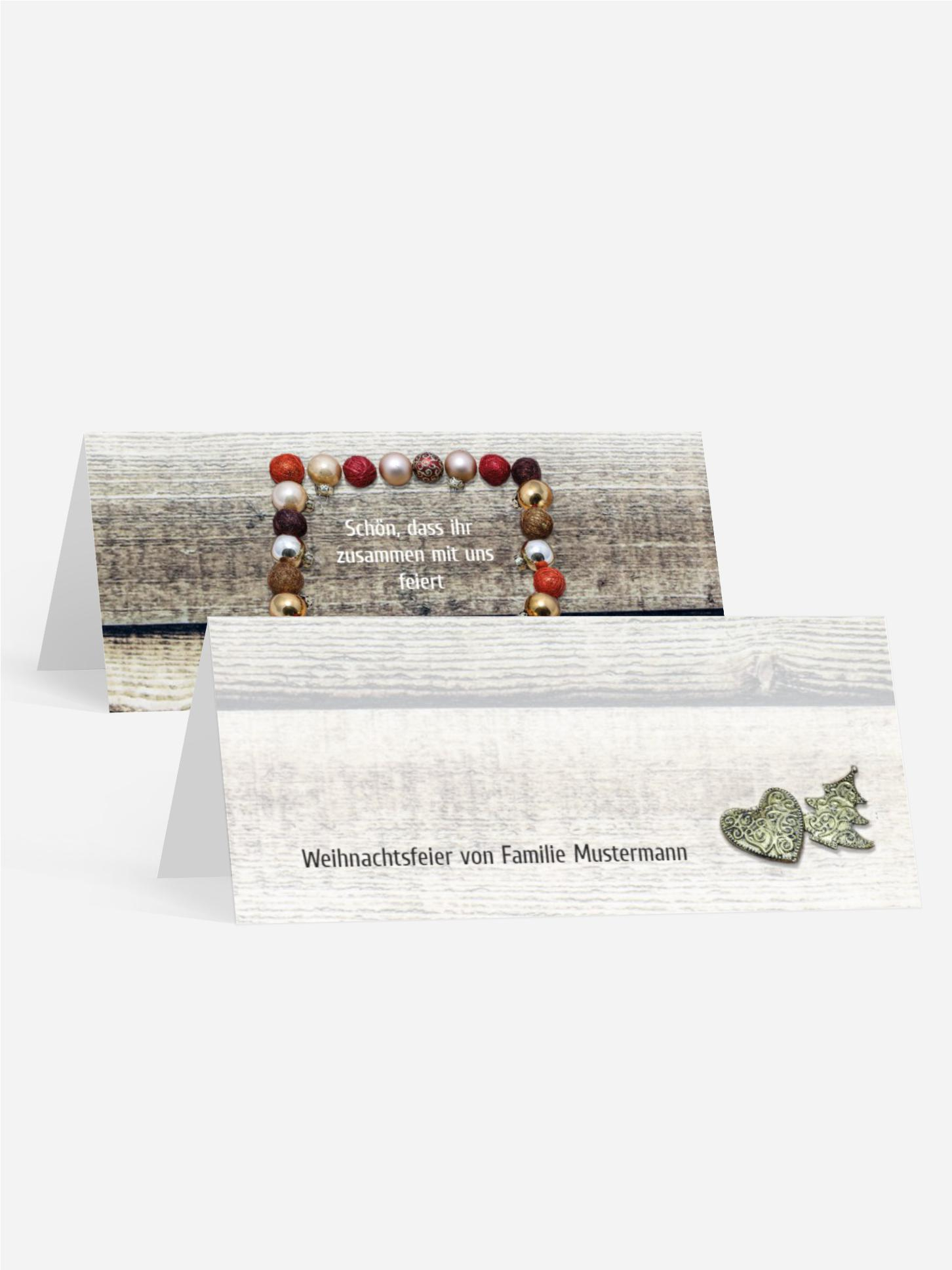 Weihnachtstischkarte Kugelrahmen