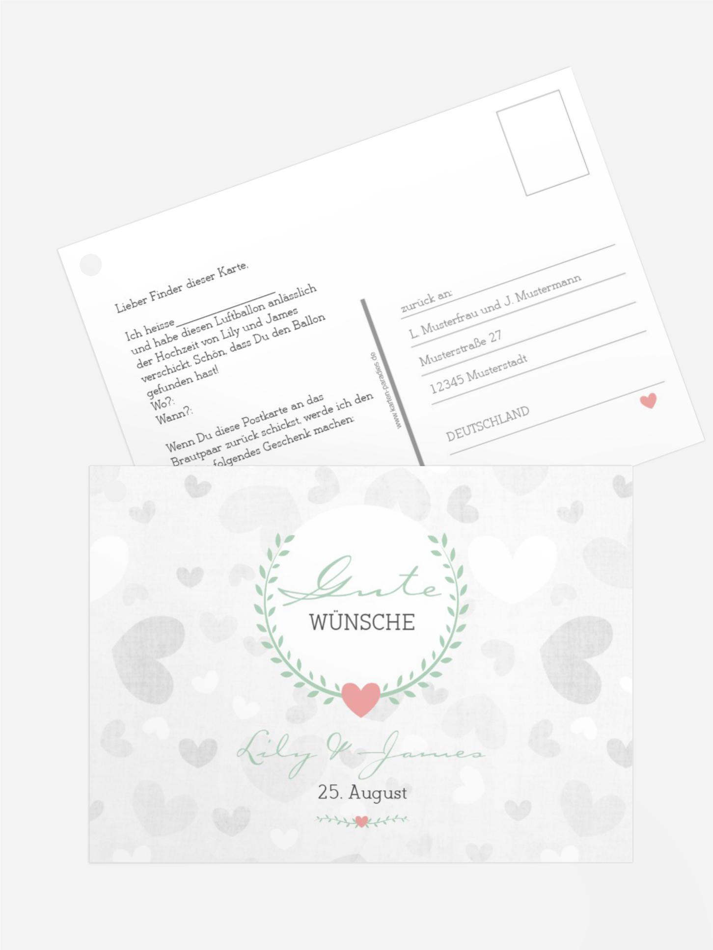 Ballonkarte zur Hochzeit zarte Ranke