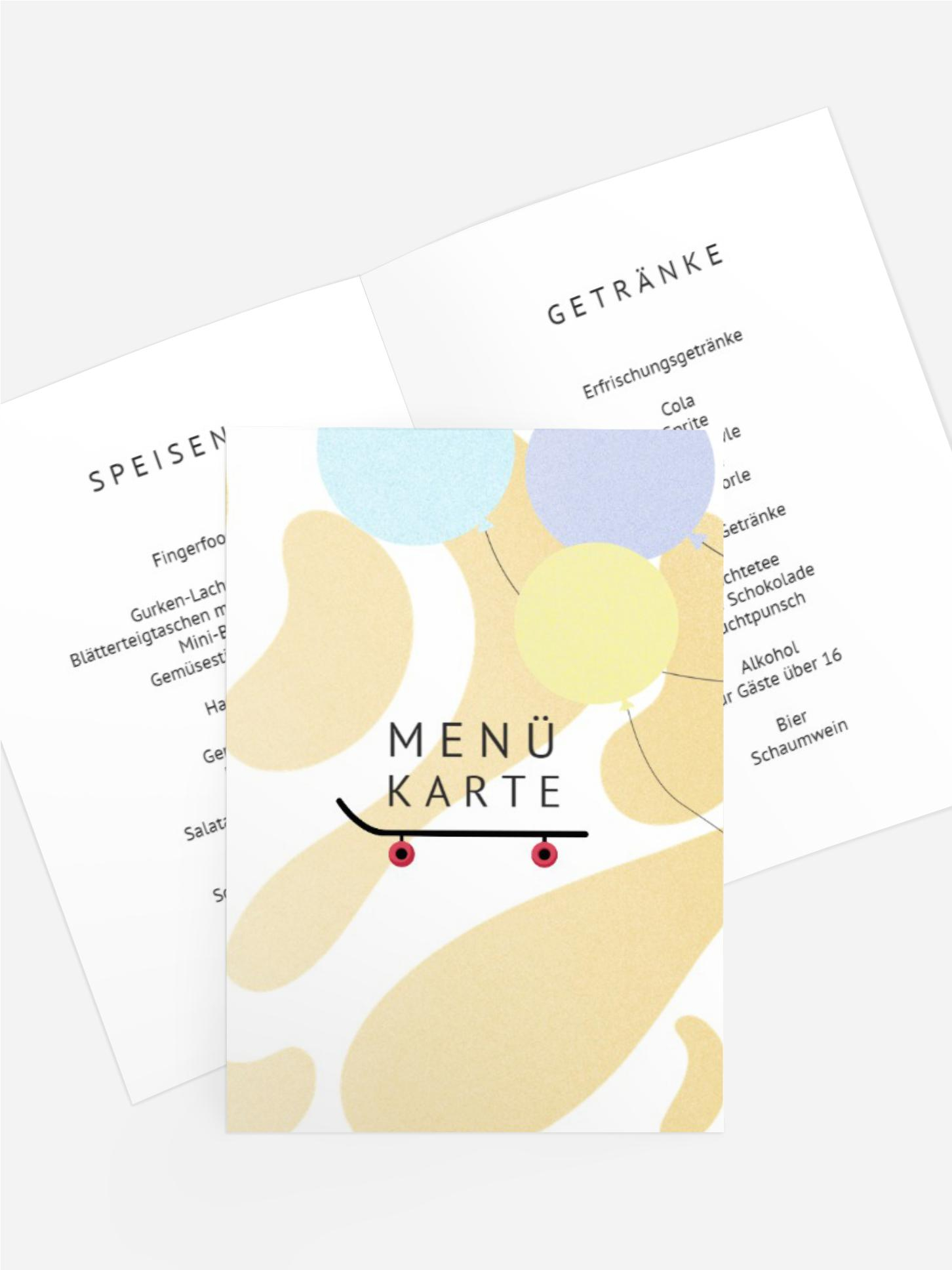 Menükarte Jugendliche Geburtstag Junge Skater