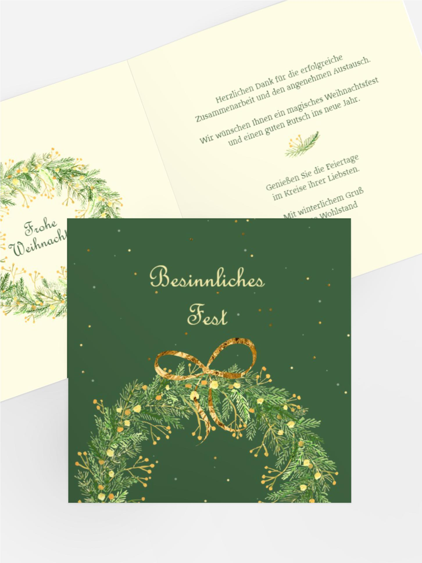 Weihnachtsgrußkarte Goldener Deko-Kranz