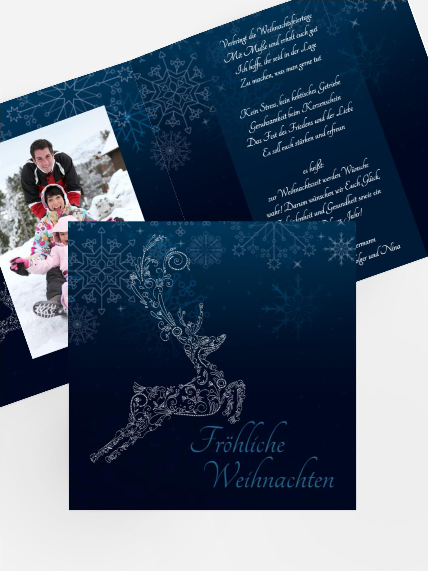 Foto Weihnachtsgrußkarte Schnörkelhirsch Foto Weihnachtsgrußkarte Schnörkelhirsch