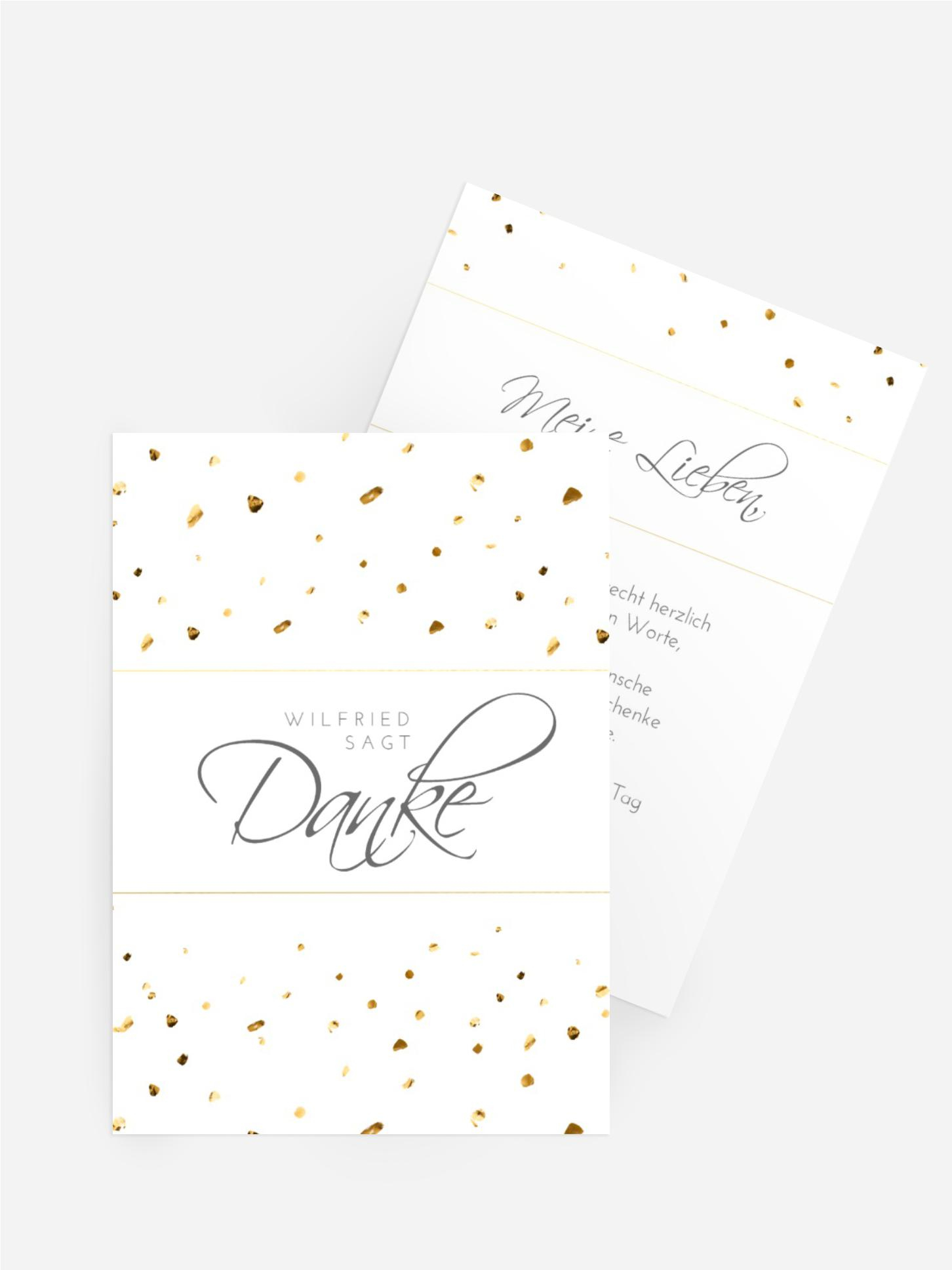 Dankeskarte Taufe goldener Regen