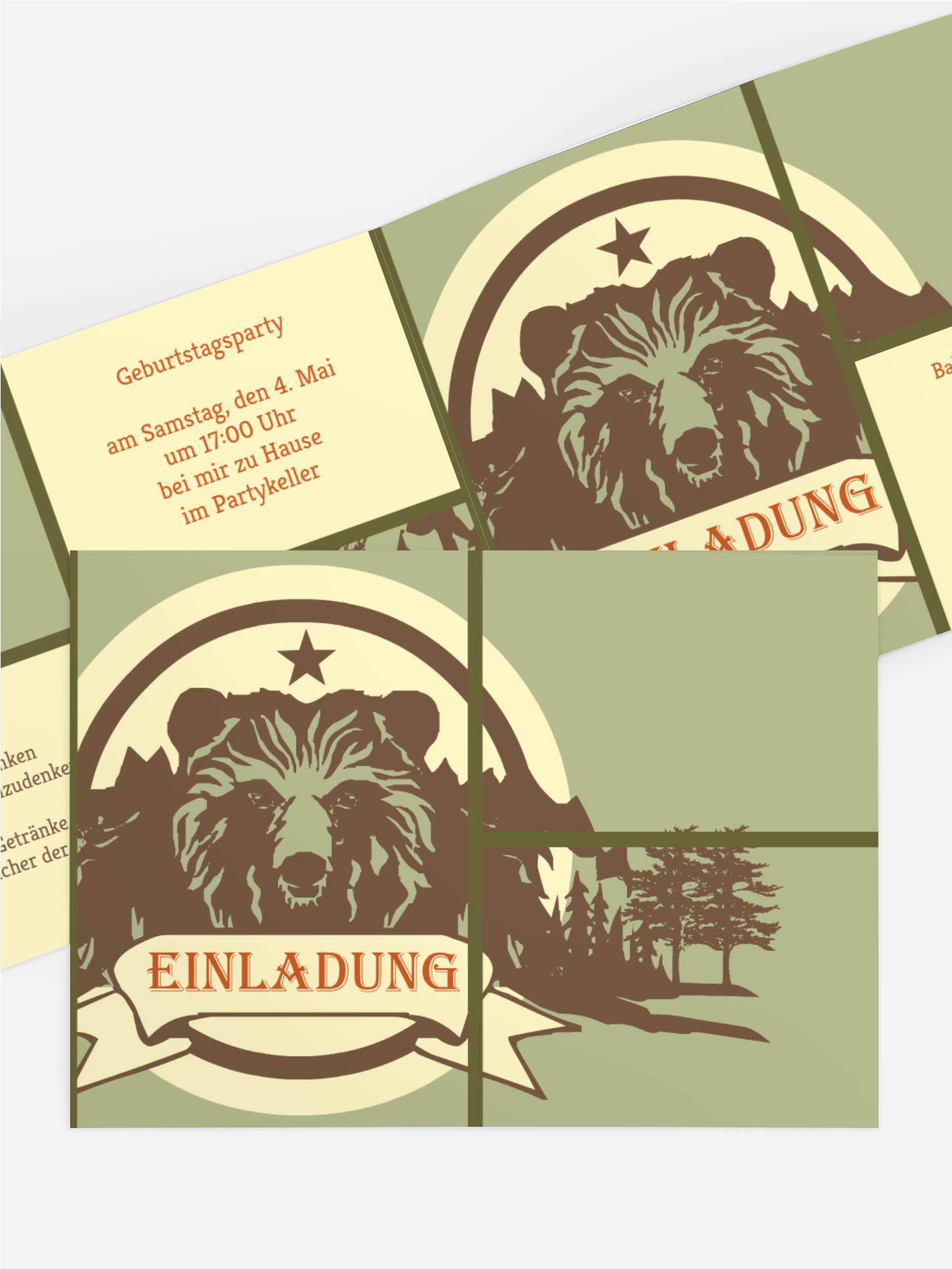 Geburtstagseinladungskarte Grizzly Geburtstagseinladungskarte Grizzly