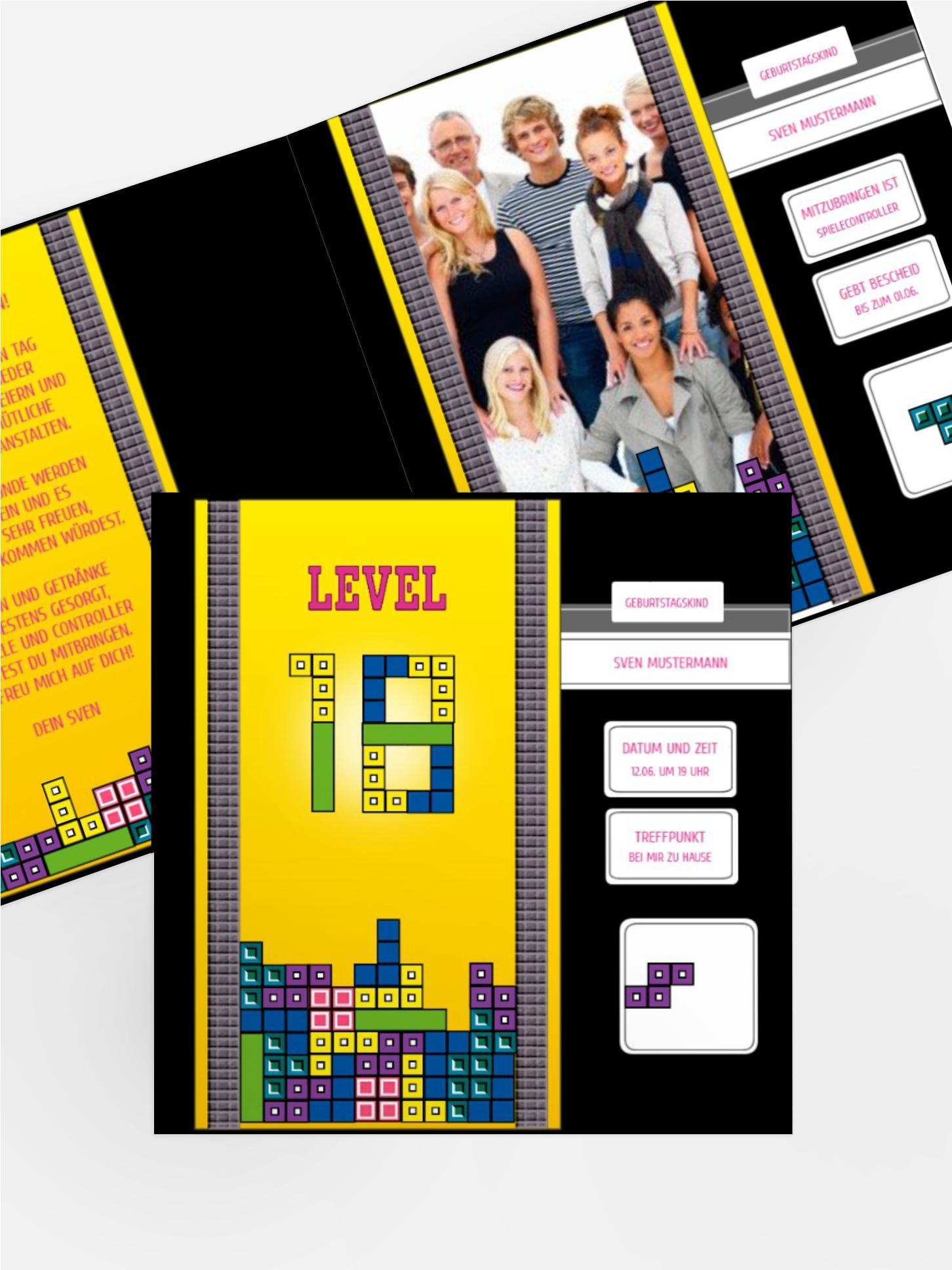 Einladung zum 18. Geburtstag 8bit Game Foto