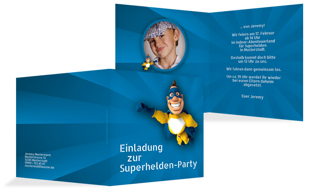Einladung zum Geburtstag Superheld Foto Einladung zum Geburtstag Superheld Foto