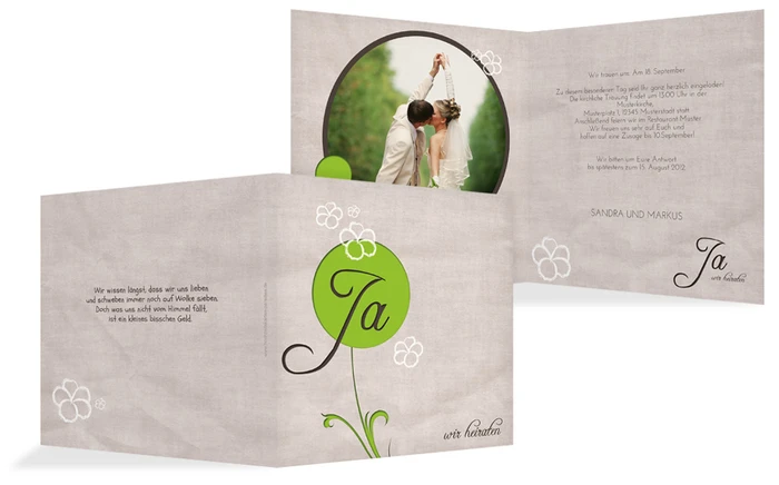 Hochzeitskarte Einladung Fantasyflower