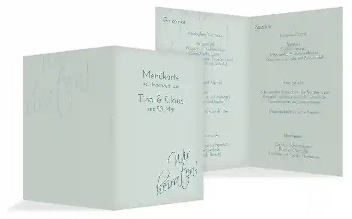 Menuekarte Liebesbotschaft