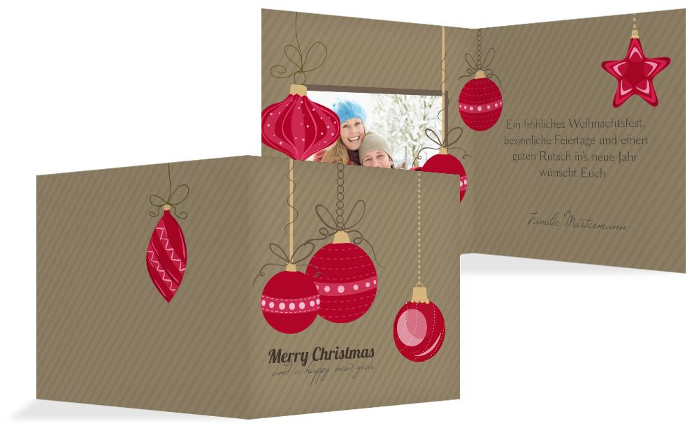 Foto Weihnachtsgrußkarte Bunte Kugeln Foto Weihnachtsgrußkarte Bunte Kugeln