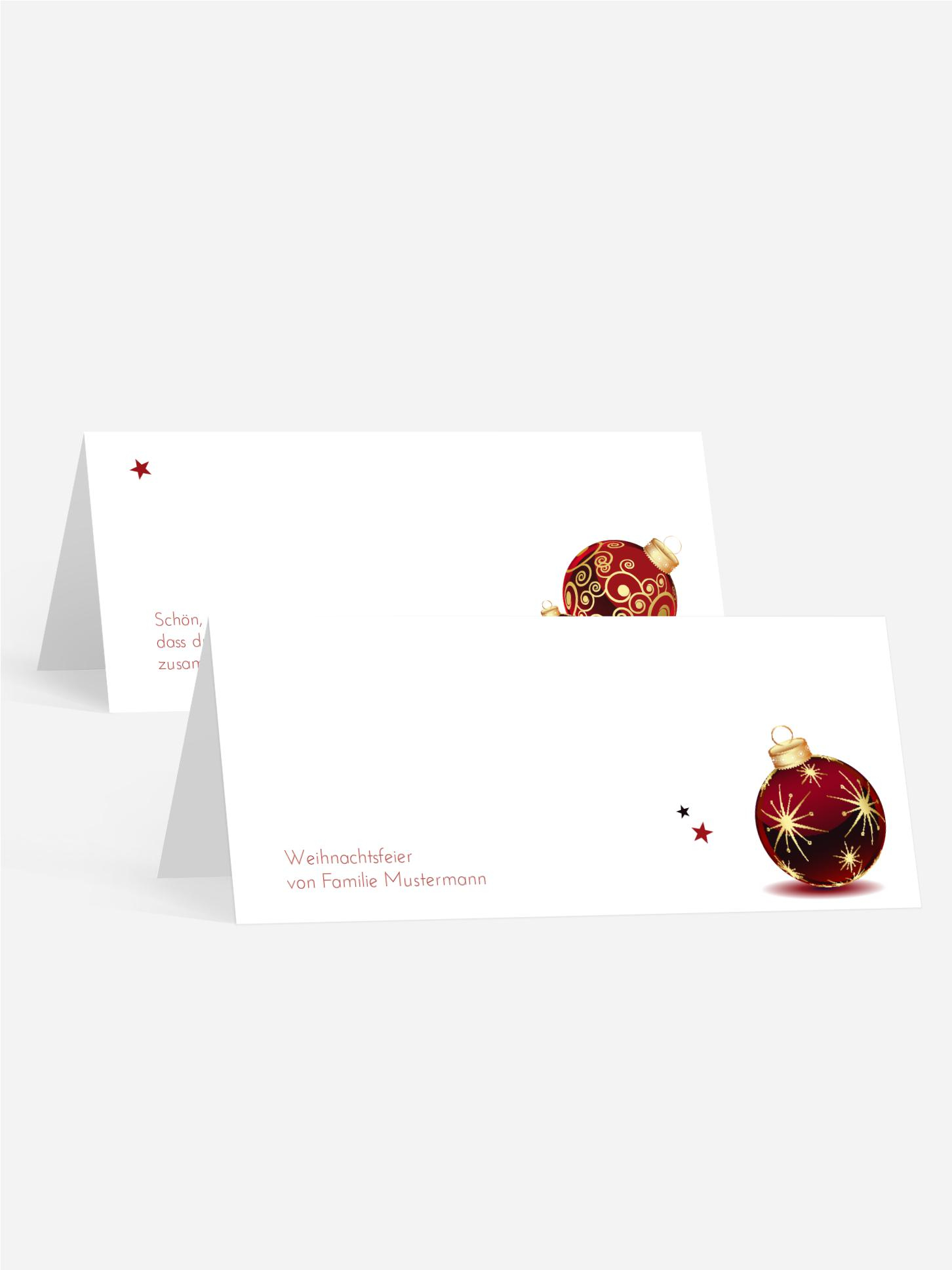 Weihnachts Tischkarte Weihnachtskugeln