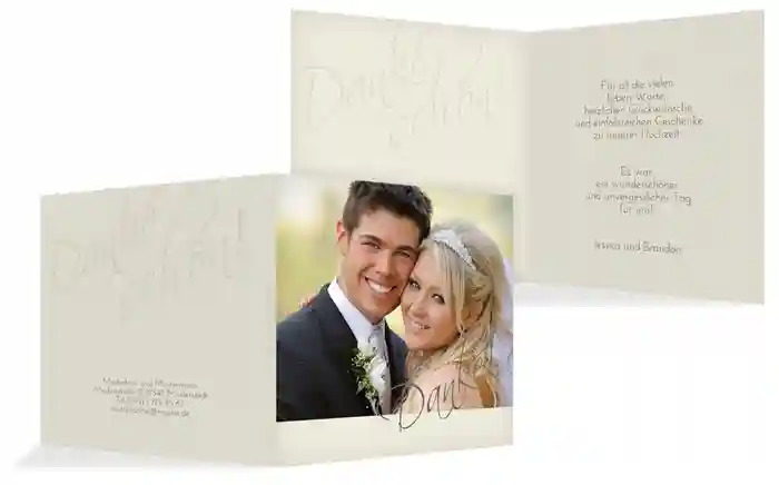 Hochzeitskarte Danke Liebesbotschaft