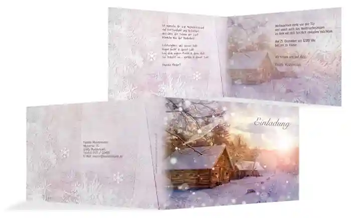 Weihnachtseinladung Privat Schneehütte Weihnachtseinladung Privat Schneehütte