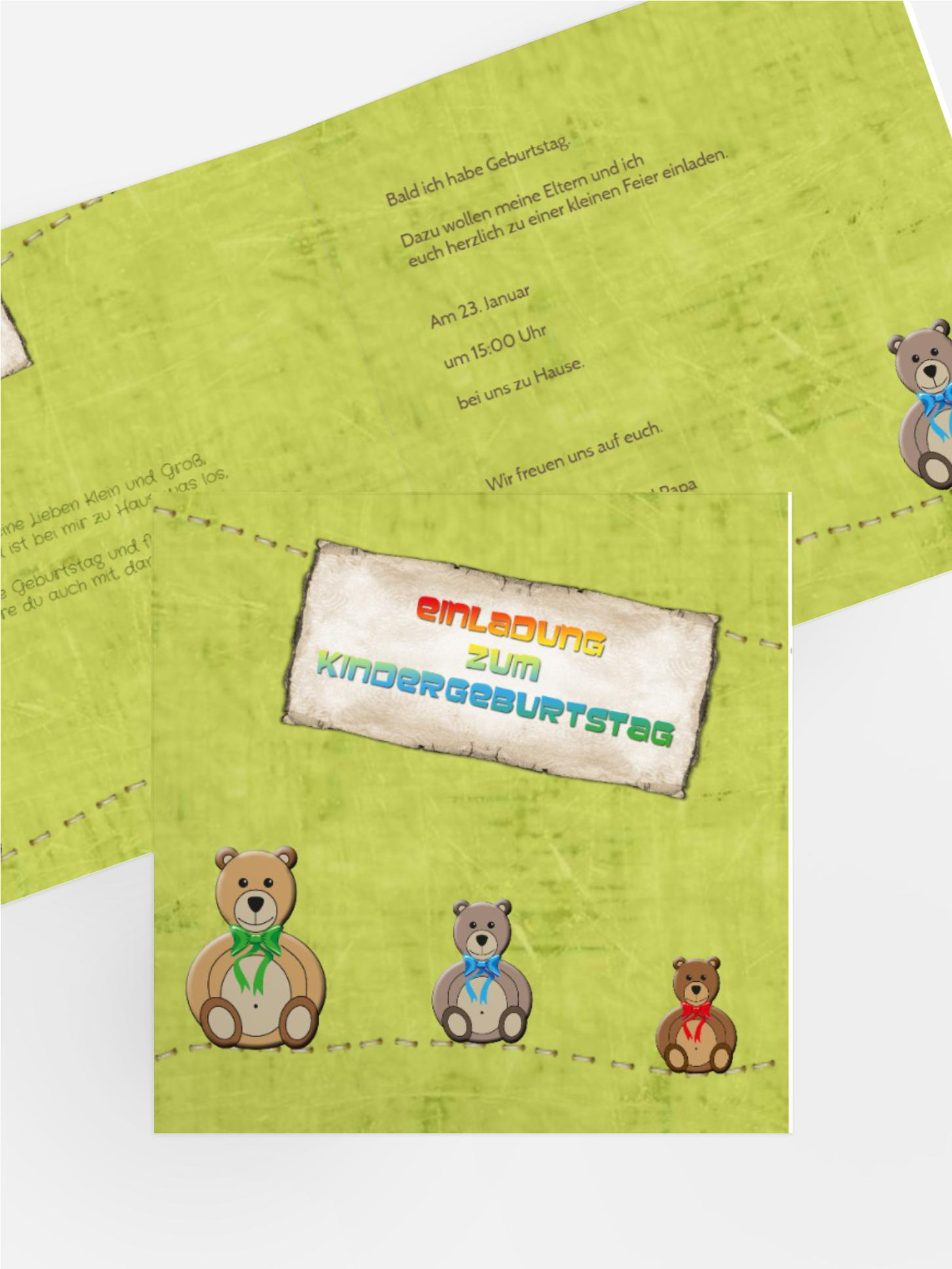 Einladungskarte Geburtstag Bärchen
