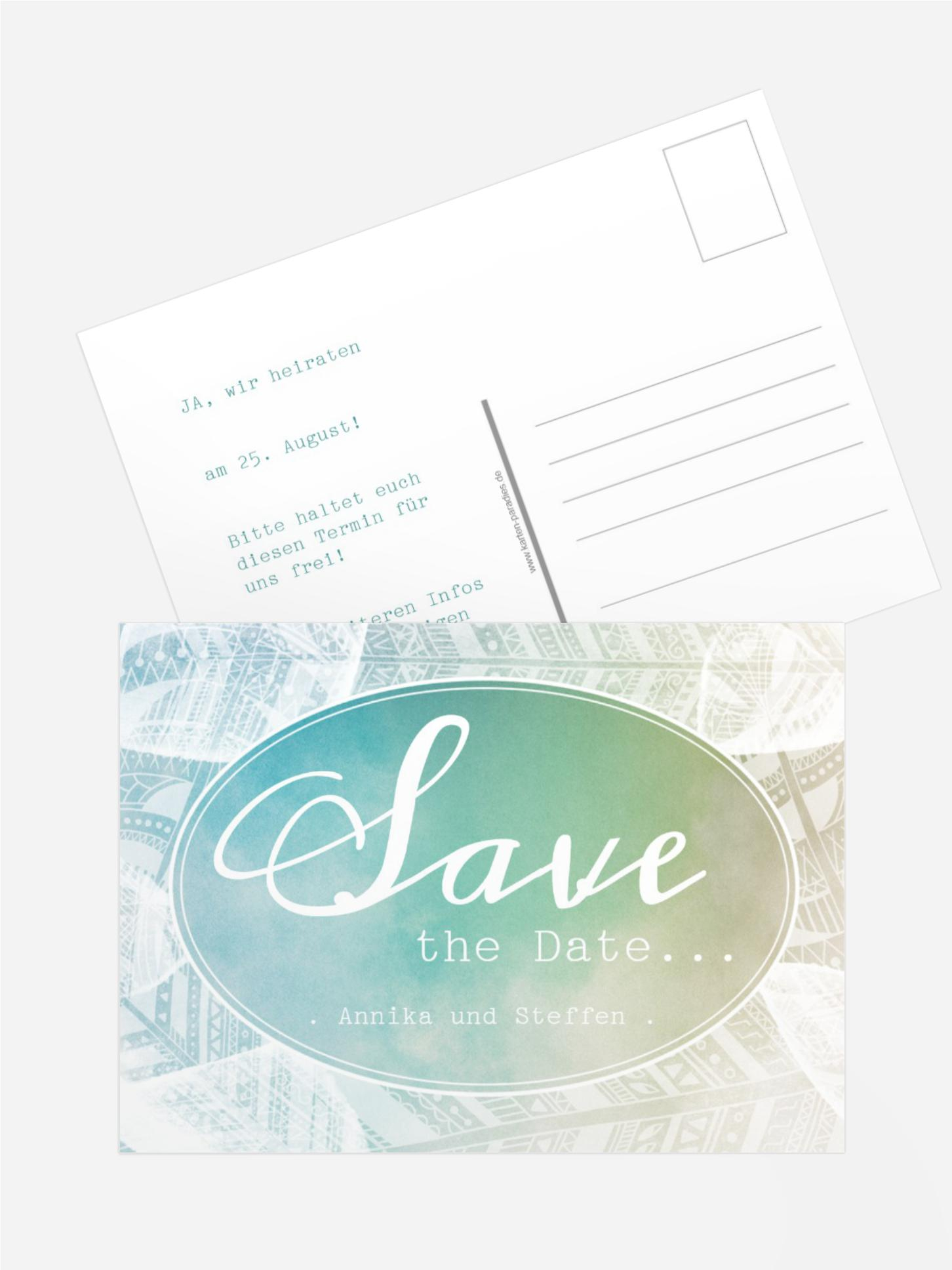 Hochzeit Save the Date Federleicht