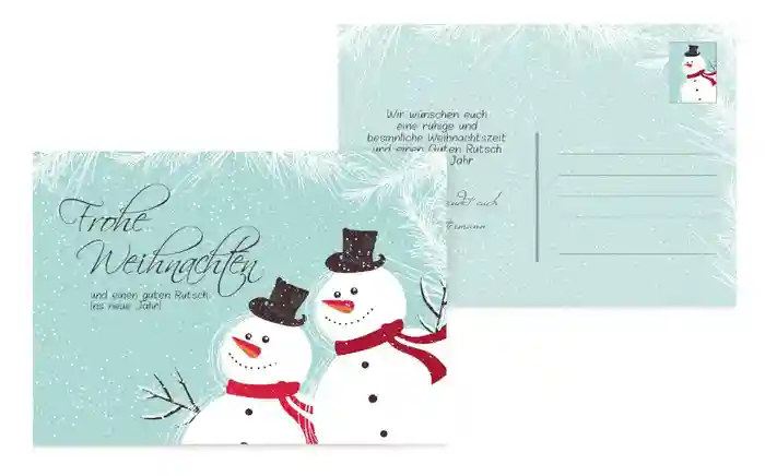 Weihnachtsgrußkarte Schneemänner