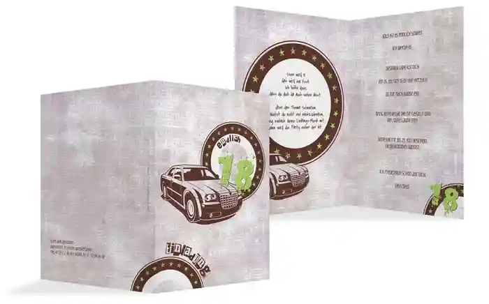 Einladungs zum 18. Geburtstag car star 18