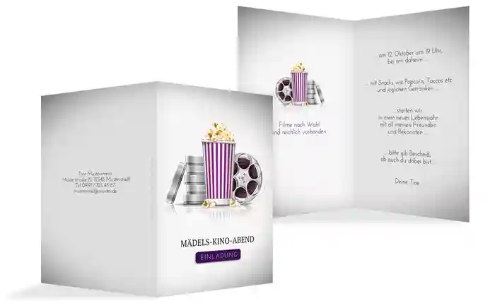 Einladungskarte zum Geburtstag Kinoabend
