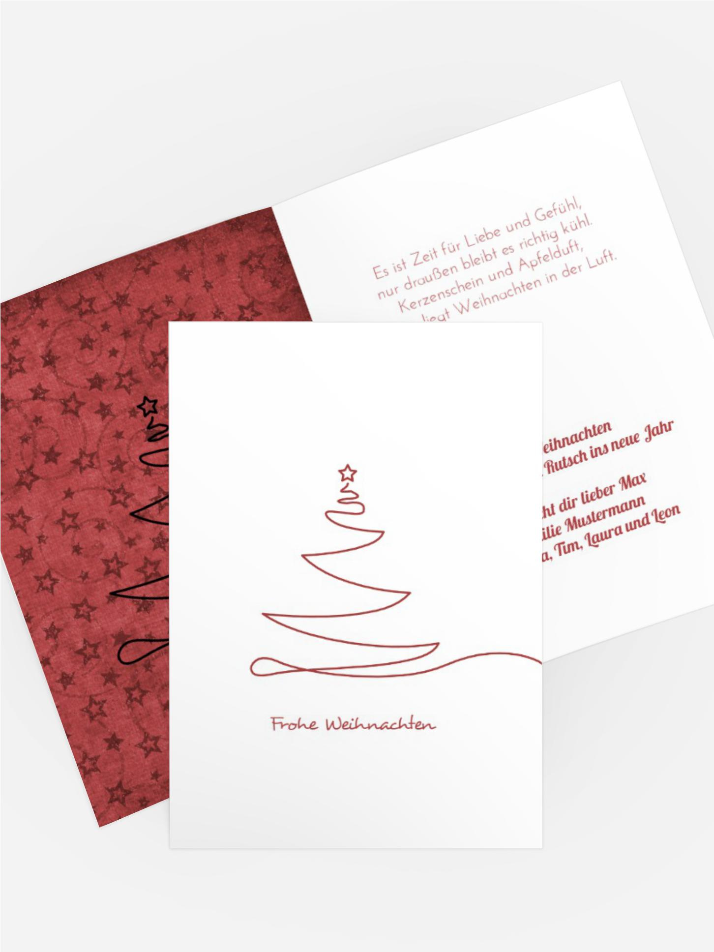Weihnachts Grußkarte privat Linienbaum