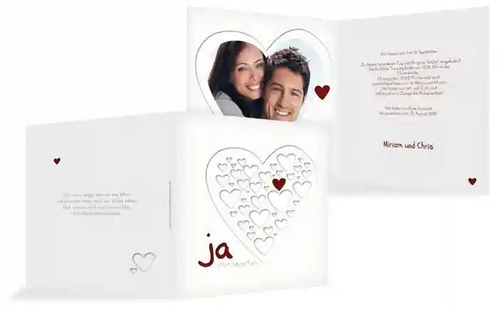 Einladung zur Hochzeit Herzform