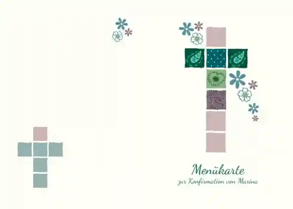 Menükarte Konfirmation Florales Kreuz