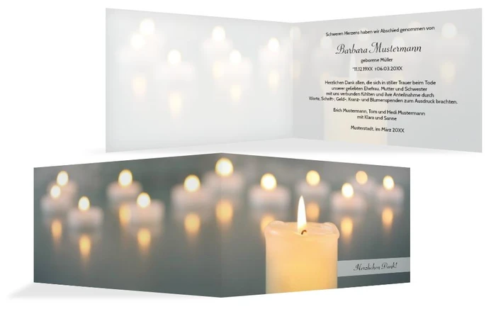 Dankeskarte Kerzenlichter quer