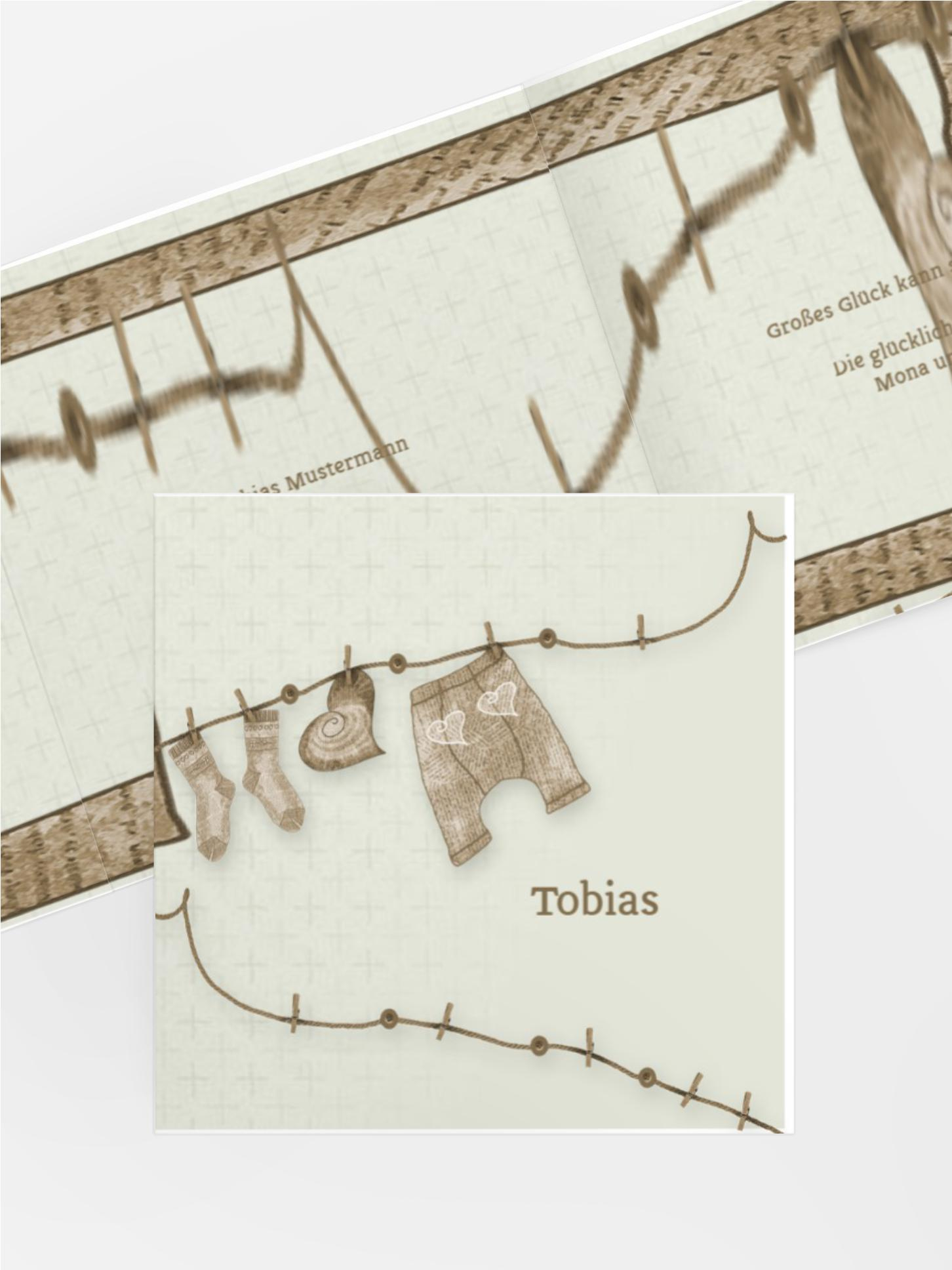 Geburtskarte Wäscheleine