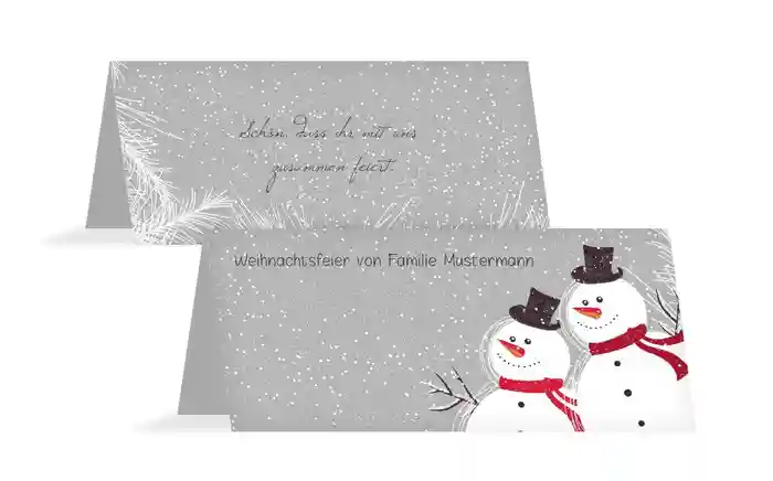 Weihnachtstischkarte Schneemänner Weihnachtstischkarte Schneemänner