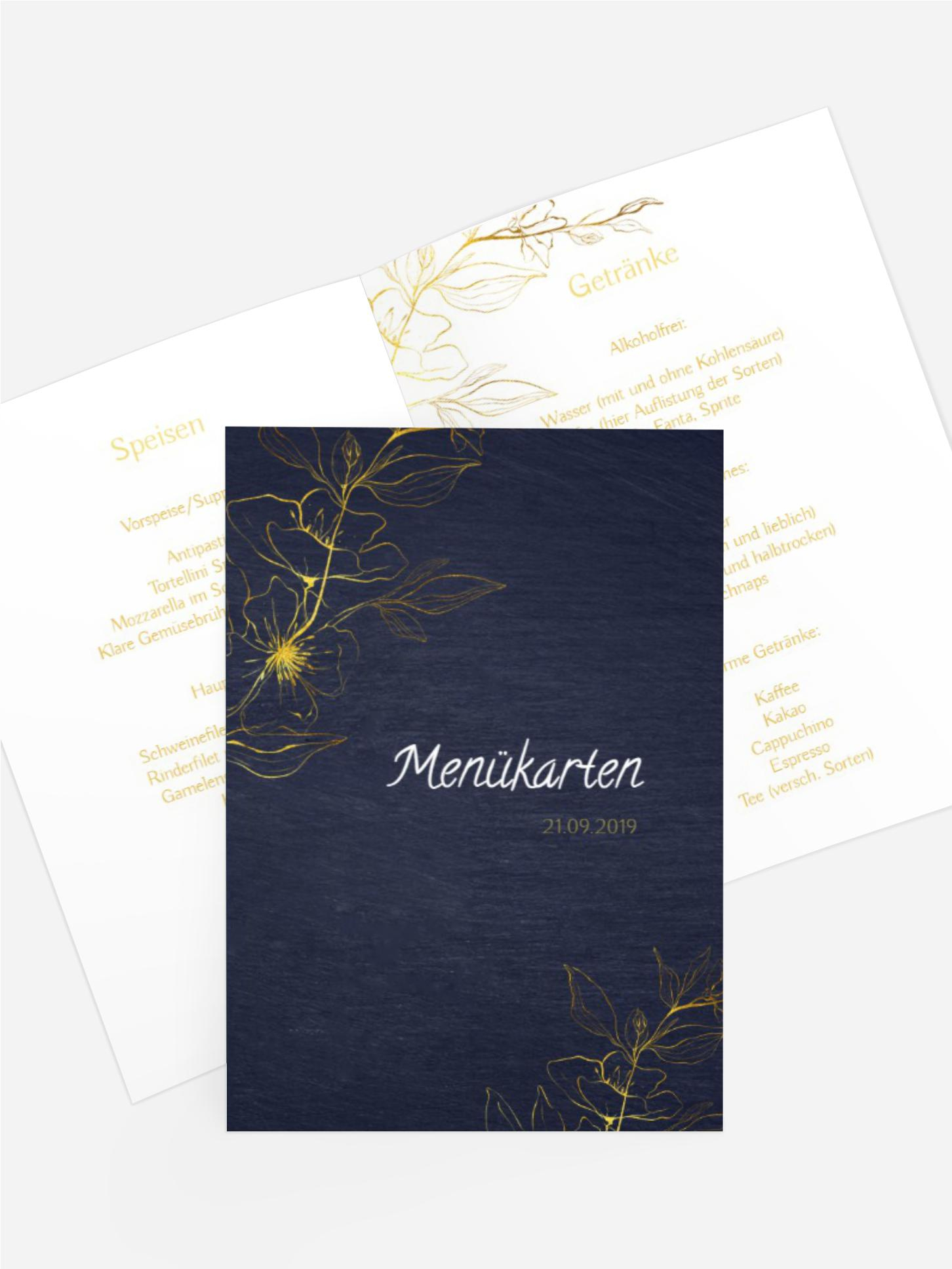 Menükarte Goldblume
