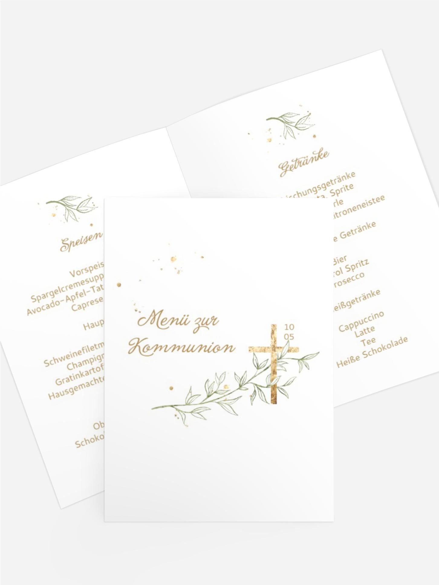 Menükarte Kommunion Blühender Kommunionsritus Menükarte Kommunion Blühender Kommunionsritus