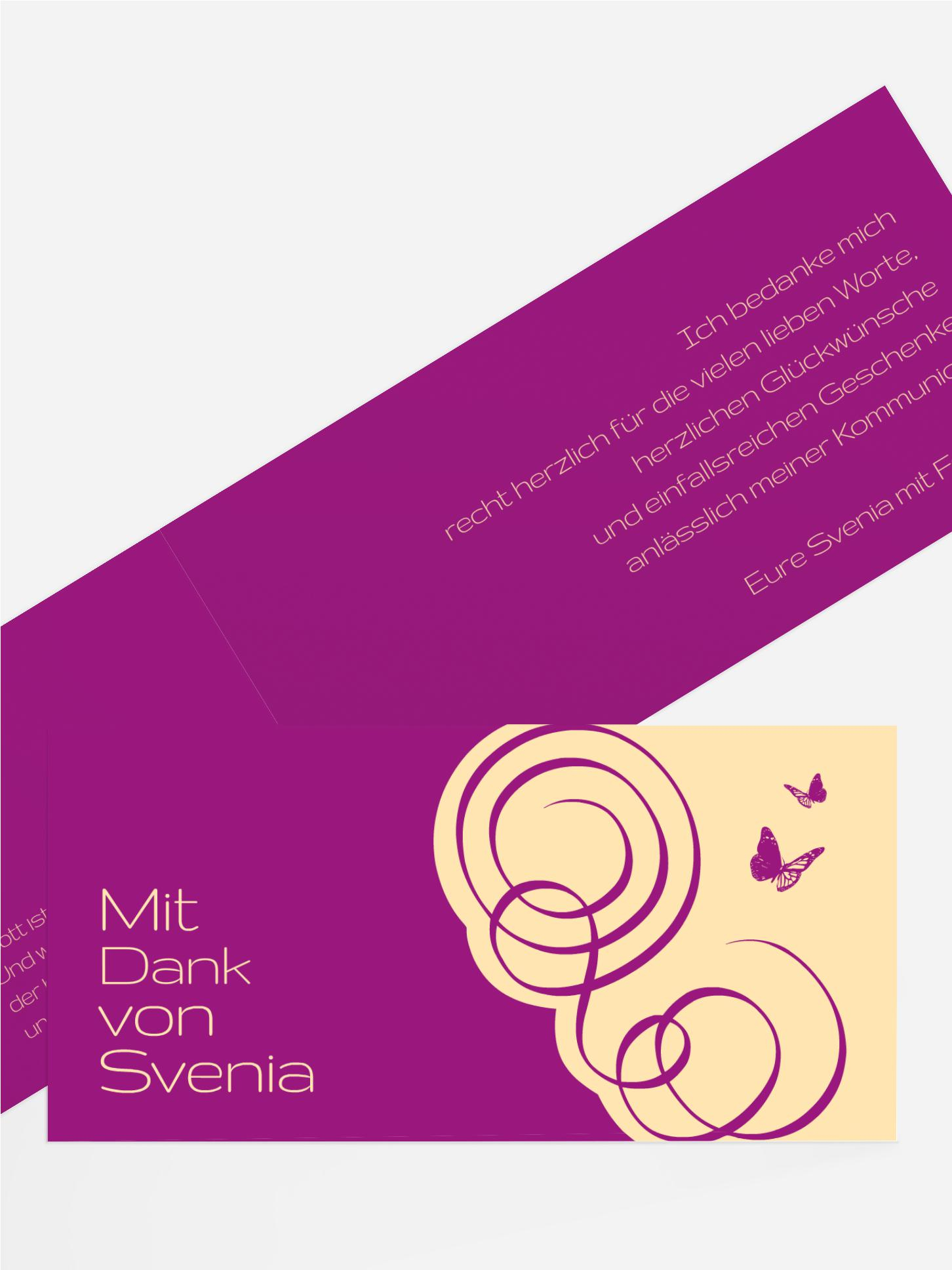 Kommunionskarte Danke Butterfly